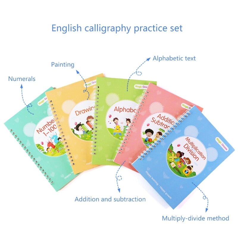 دفتر ممارسات قابل لإعادة الاستخدام للأطفال مثالي للتعلم المنزلي للاستخدام المتكرر
