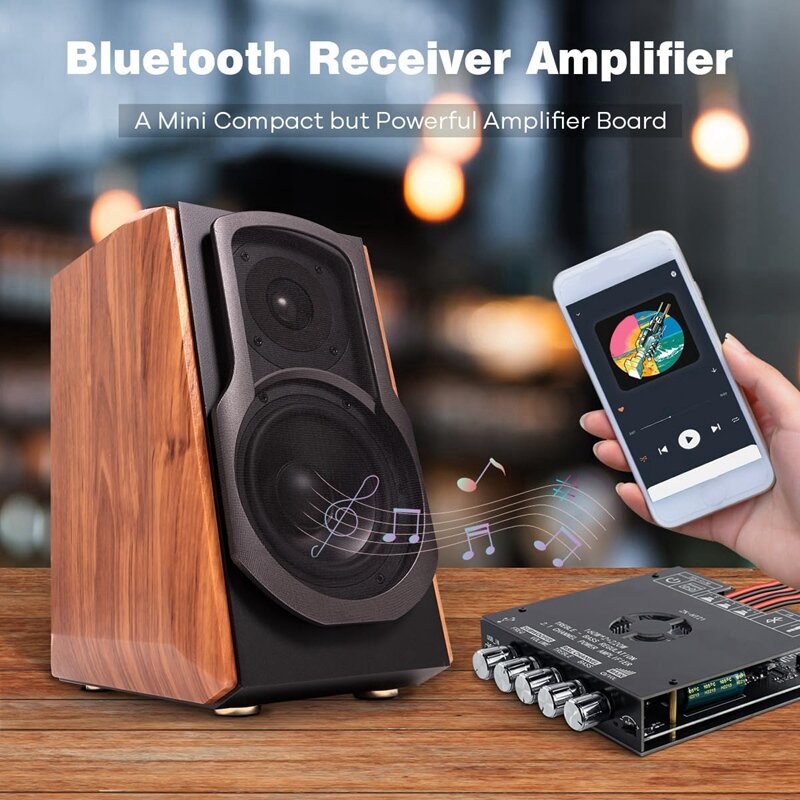 Placa do Amplificador do Receptor de Áudio Peças, Oradores DIY, Bluetooth, 160Wx2 + 220W Subwoofer, 2.1 Canais, TDA7498E