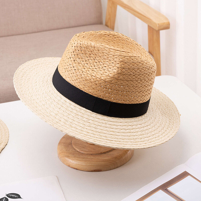 女性と男性のためのシンプルな日焼け止め帽子,ジャズスタイル,夏のためのビーチハット,休暇,麦わら帽子,2023