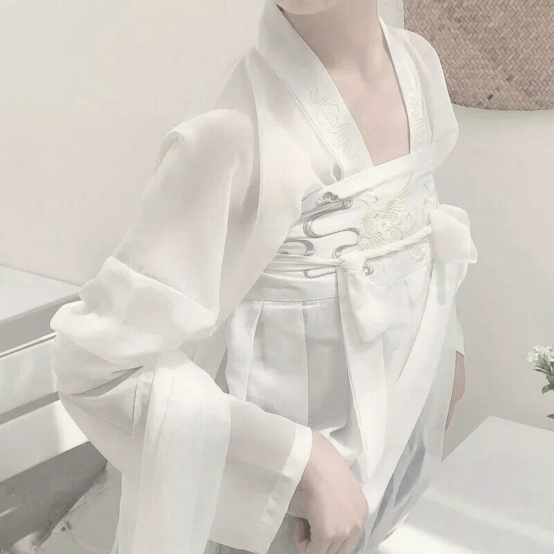 여성용 빈티지 자수 한푸 코스프레 의상, 시폰 튜브톱, 공주 원피스, 중국 전통 당나라 무용 의상