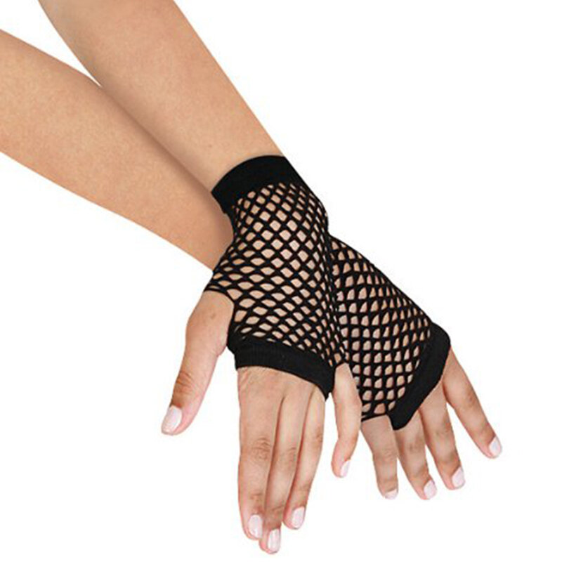 Moda Nylon a rete guanti lunghi senza dita polsino del braccio della gamba pizzo all'uncinetto Punk gotico Costume da discoteca guanti lunghi senza dita in rete
