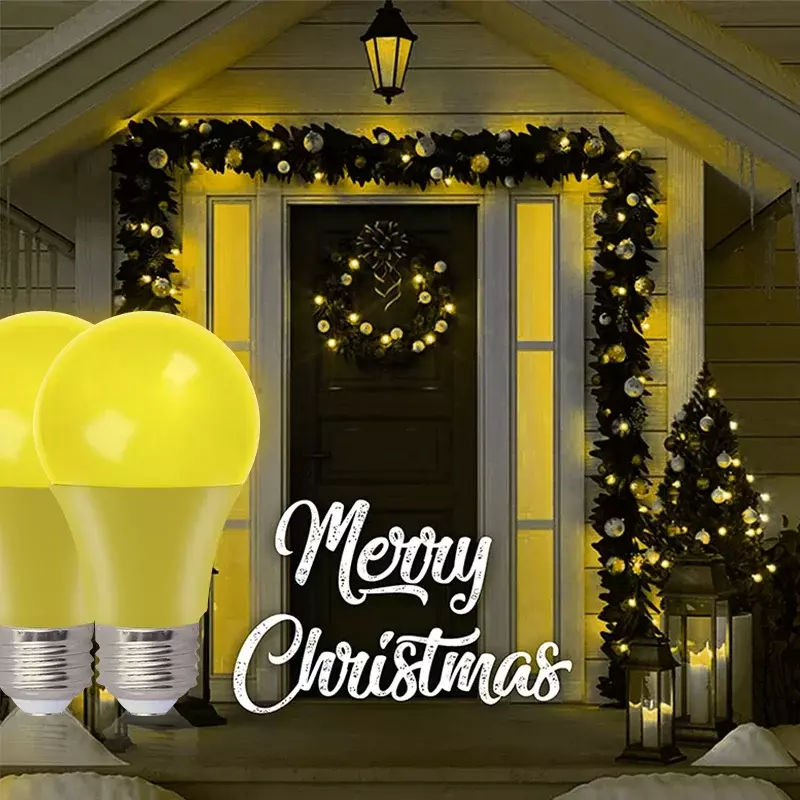 مصباح إضاءة جو دافئ لتزيين عيد الميلاد ، قاعدة ليد ، لون أصفر ، حفلة عطلة داخلية