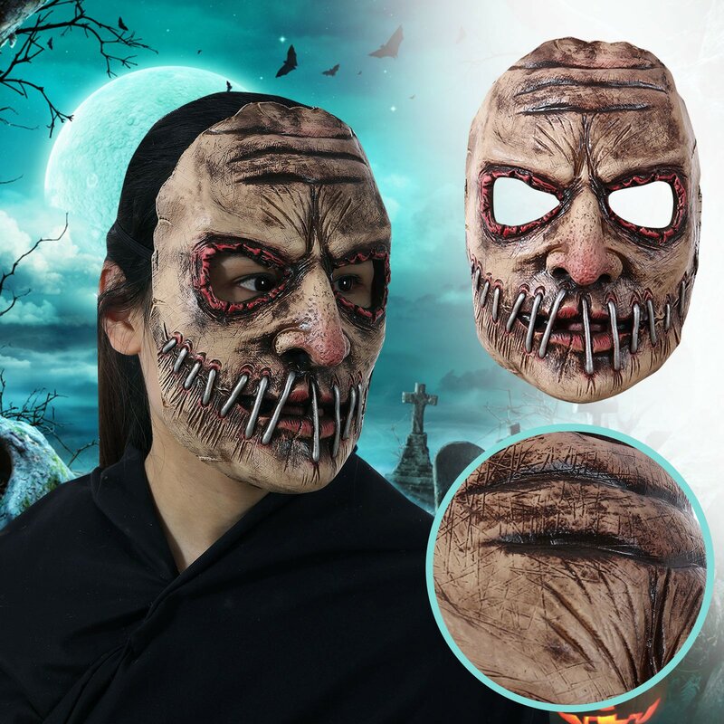 Halloween Party Big Mouth Nail Horror Mask para crianças, Festival do fantasma de látex, Simulação macia Chapelaria, Vestir brinquedos engraçados