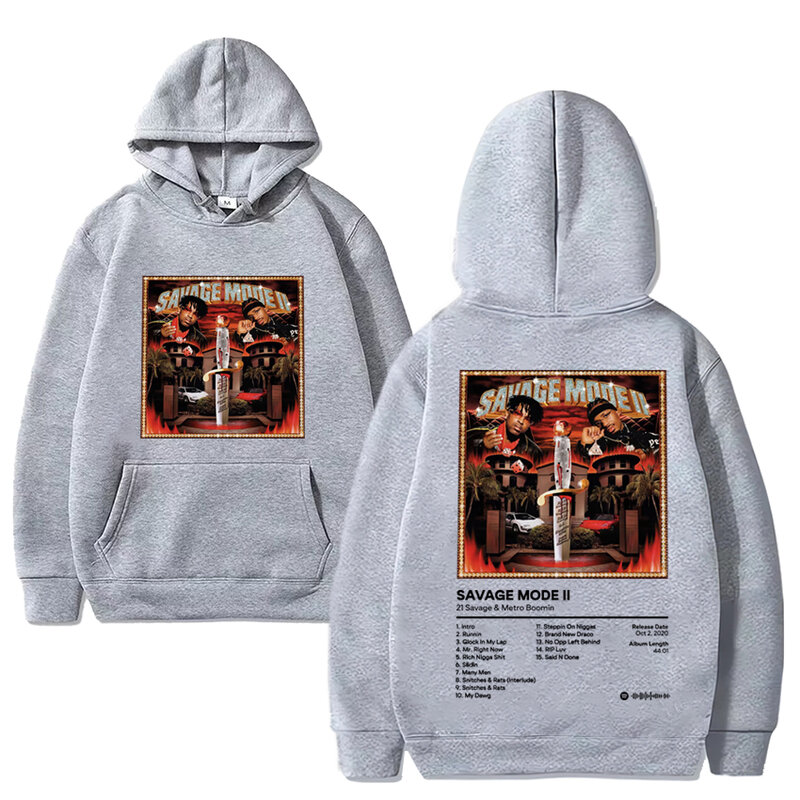 Hot Rapper 21 Savage Album Grafische Hoodies Heren Vintage Hiphop Oversized Streetwear Unisex Fleece Pullovers Met Lange Mouwen