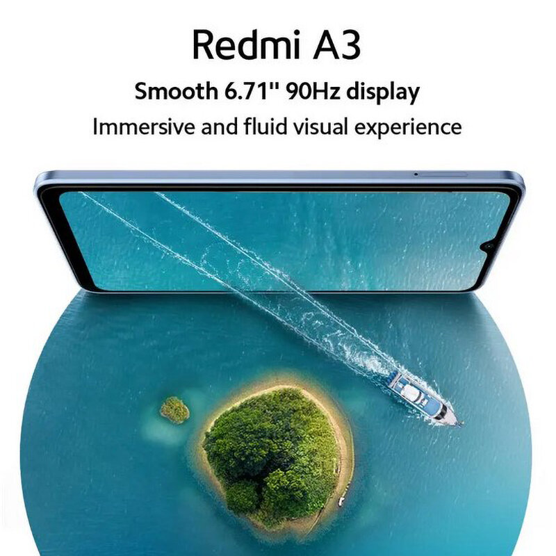 Xiaomi-Redmi A3 Global Version, 4 Go, 3 Go, 64 Go, Empreinte digitale latérale, MediaTek Helio G36, 90Hz, Grand écran 6.71 ", 5000mAh, RedmiA3