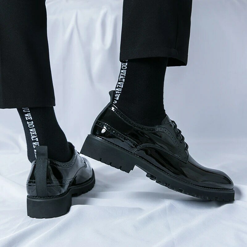 Mens Leather Shoes lace up Men's Shoe Pointed Oxford Wedding Leather Men Dress Shoes black Gentleman Office Man Shoes