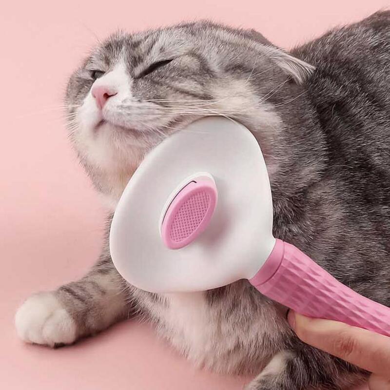 Resin Protective Tip Cat Brush Self Slicker Brush for Cat Dog Grooming One-touch Release Button Pet Massage Tool for Long