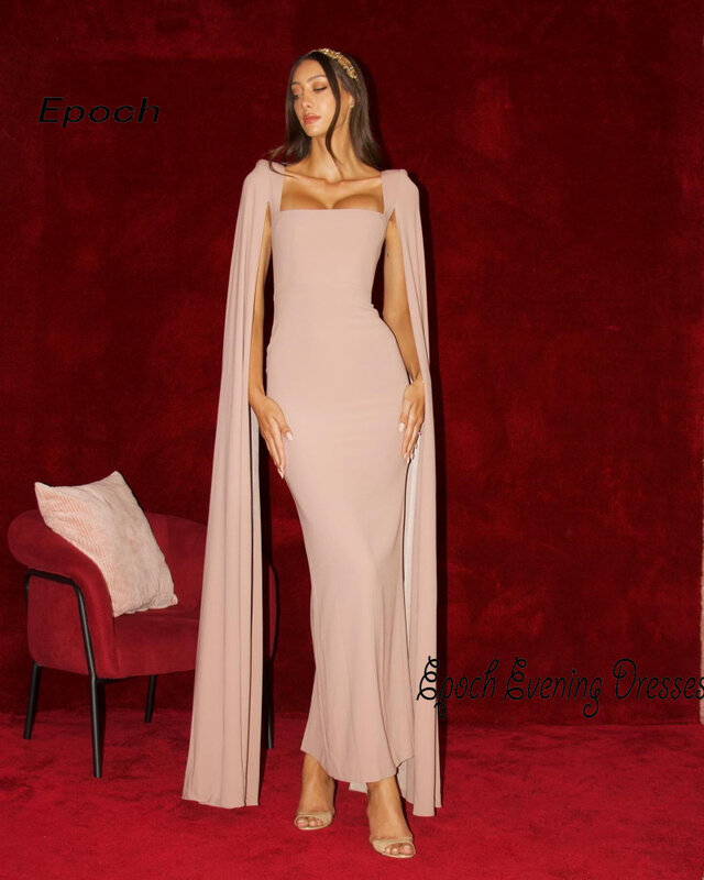Epoch Long Evening Dress Elegant Arabia فساتين مناسبة رسمية Cap Sleeve Square Collar Cocktail Prom Gown For Lovely Women