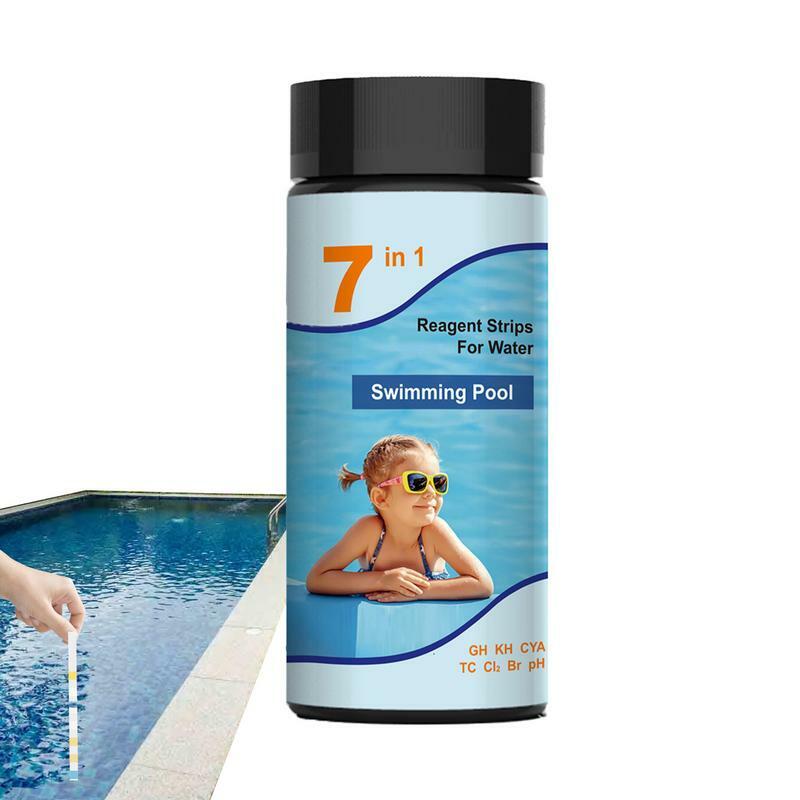 Tiras de teste de água de piscina alta sensibilidade tiras de teste de pureza de água Ph preciso Ph rápido, 7 em 1, para spa