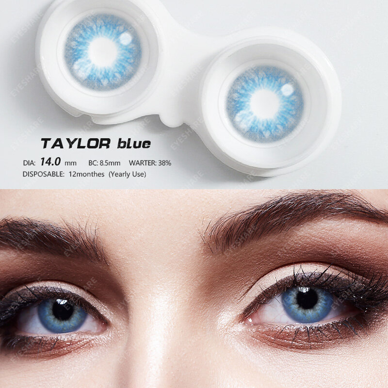 EYESHARE 2pcs Color Contact Lenses for Eyes Natural Colored Eye Lenses Blue Contact Yearly Cosmetic Color Lens Beauty Eye Makeup
