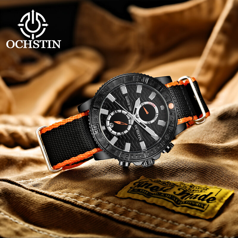 New OCHSTIN 2024 creative nylon series personality simple models multi-function quartz movement men's quartz watches men's watch