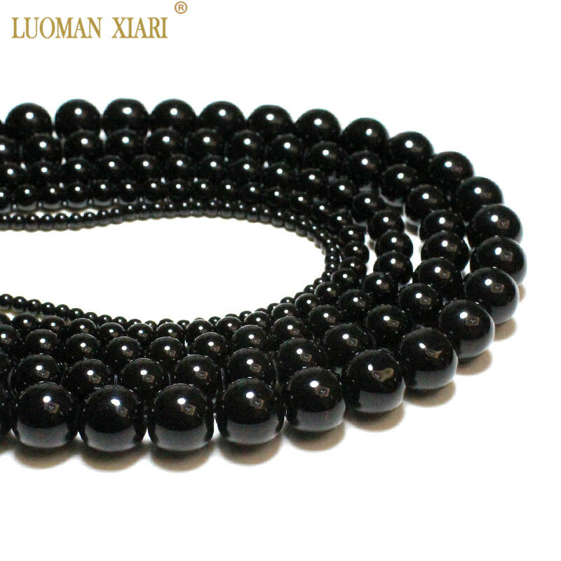 Wholesale Black Onyx Agate Round Natural Stone Beads For Jewelry Making DIY Bracelet Necklace Charms 4/6/8/10/12/mm Strand 15''