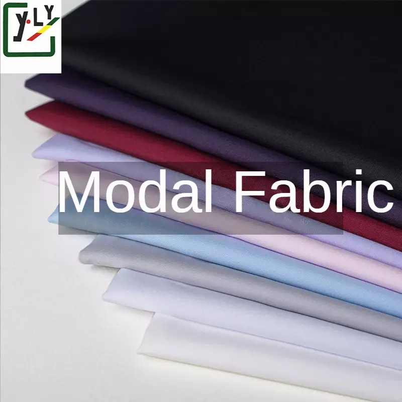 Modal Fabric By The Meter for Dress Shirts Clothing Diy Sewing Soft Silky Drape Cloth Plain Black White Summer Opaque Breathable