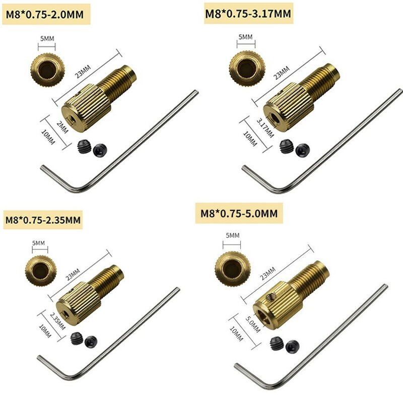 真ちゅうと銅のミニチャクシャフト、ドリル、自己放射チャック、新しい実用的な便利、M8-2、2.3、3.17、5mm