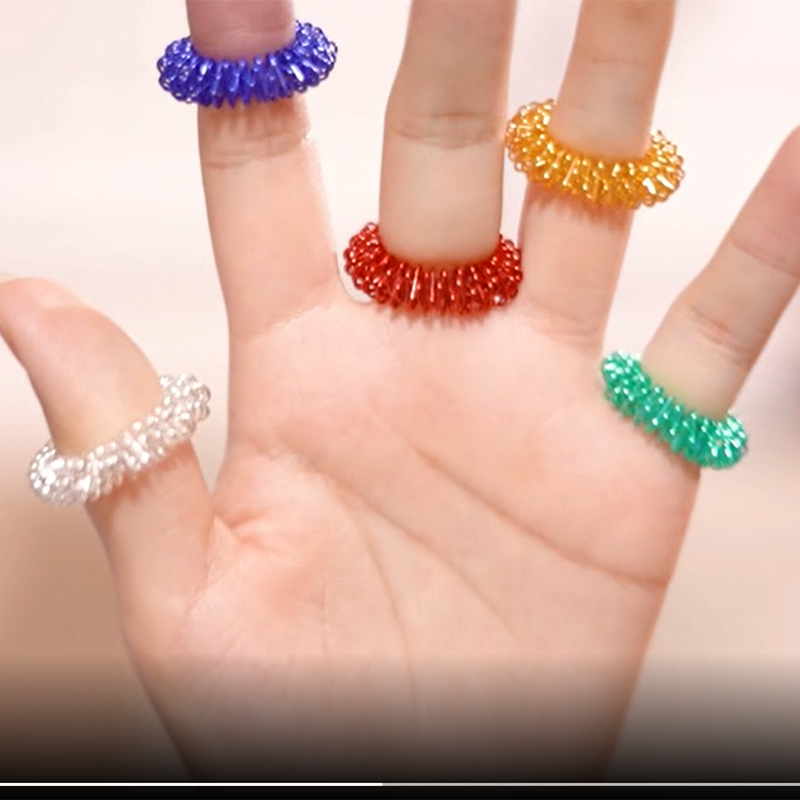 5-15 sztuk pierścieni akupresujących kolczasty palec sensoryczny zestaw pierścieni dla nastolatków dorosłych masażer reduktor stresu zabawki typu Fidget odprężający