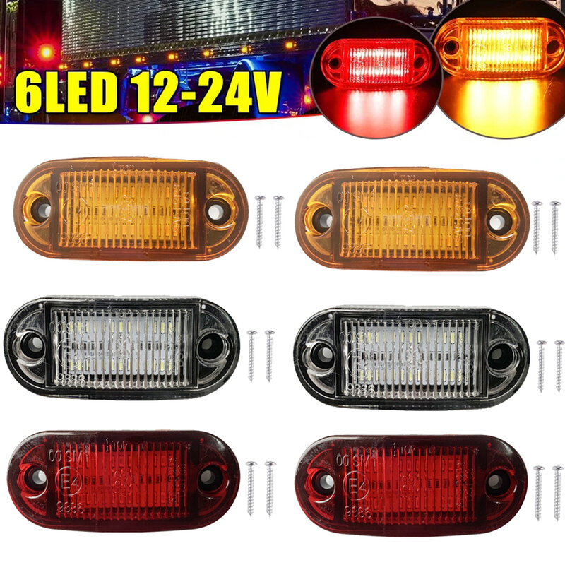 6LED Side Marker Lights 2.5" LED Truck Trailer Oval Clearance Amber Red Whtie For Most Car Trucks/ Trailers/ Horse Trailers