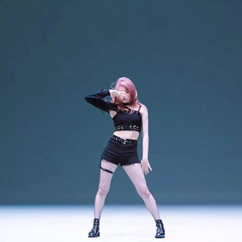 Kostum Jazz grup gadis Korea pakaian pertunjukan panggung seksi wanita pakaian klub malam tiang menari hitam setelan pakaian Rave DWY5403