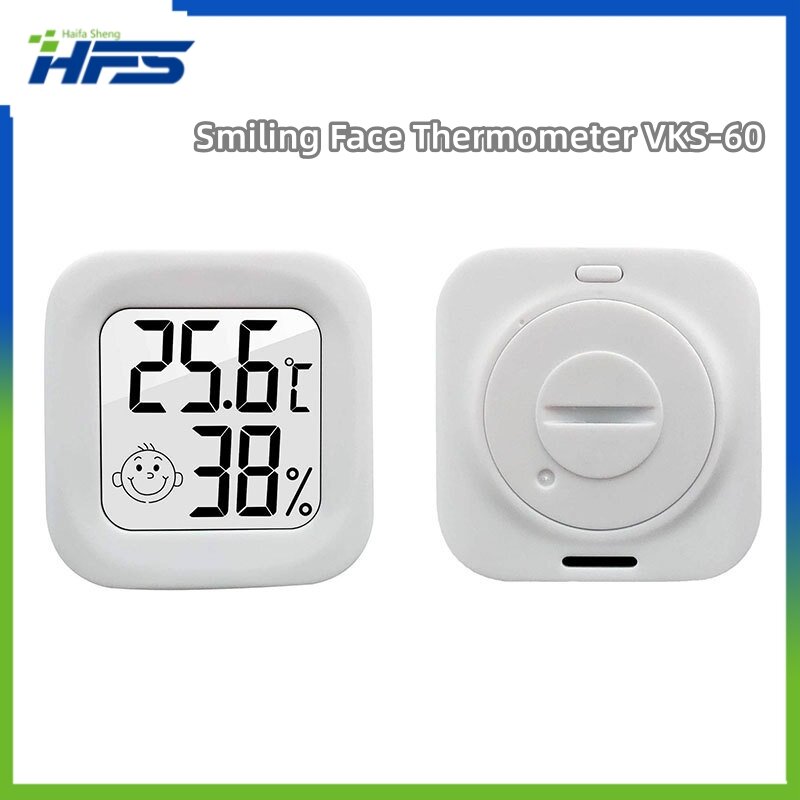 Medidor de temperatura y humedad con cara sonriente VKS-60 habitación de bebé, medidor de temperatura y humedad LCD con interruptor, nuevo, gran oferta