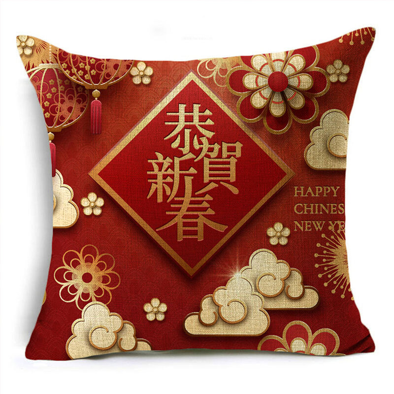 Sarung bantal Tahun Baru 2024 tahun desain naga dibuat dengan Linen Premium sempurna untuk dekorasi rumah 45*45cm