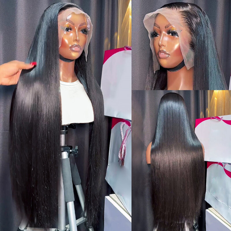 Pelucas frontales de encaje transparente para mujeres negras, cabello humano Remy de 30 y 40 pulgadas, 13x6 HD, 13x4