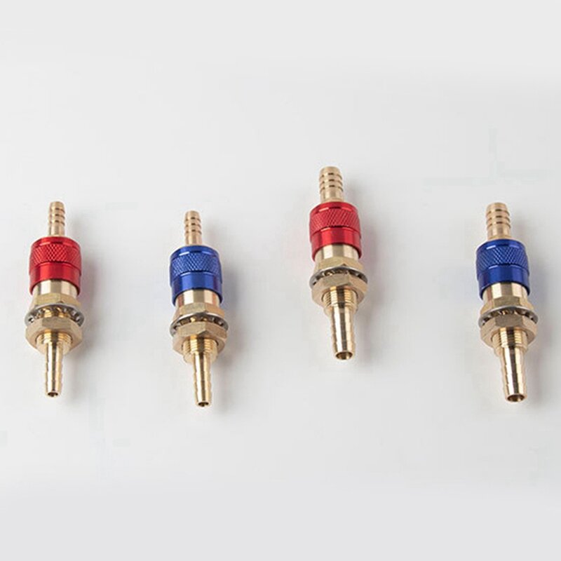 4Pcs 6Mm Water Cooled Air Cooled Gas Water Adapter Quick Connector Fitting For MIG TIG Welding Torch Plug, Blue+Red