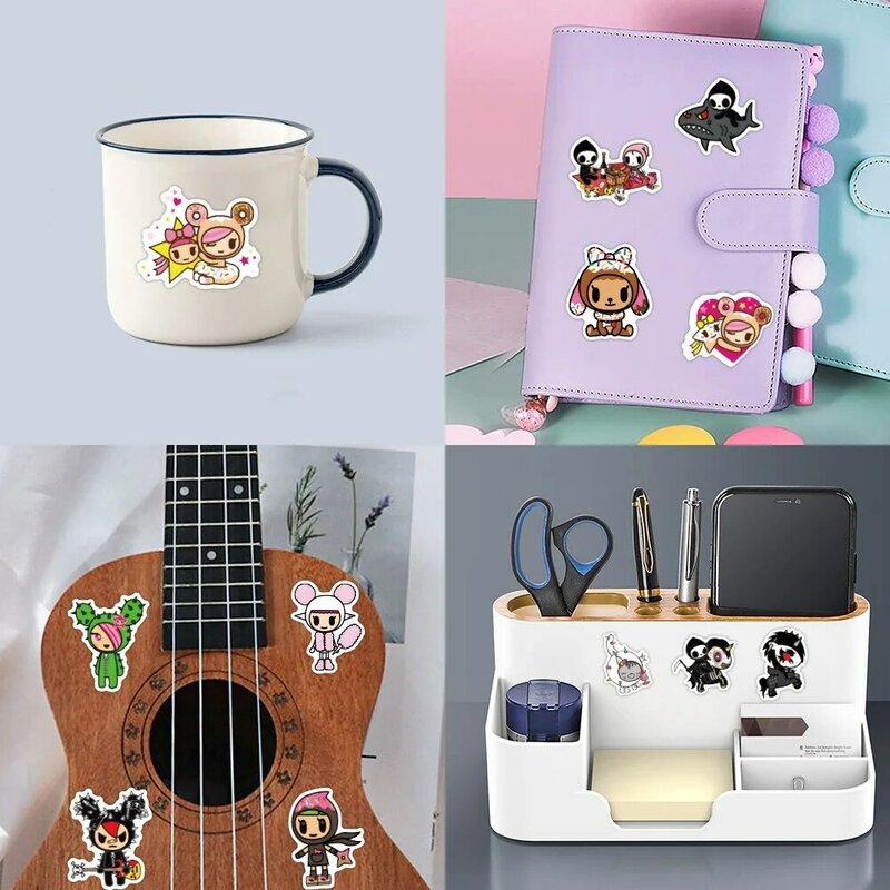 Tokidoki-pegatinas decorativas para ordenador portátil y teléfono, 10/50 piezas, Maleta, álbum de recortes, papelería para niños