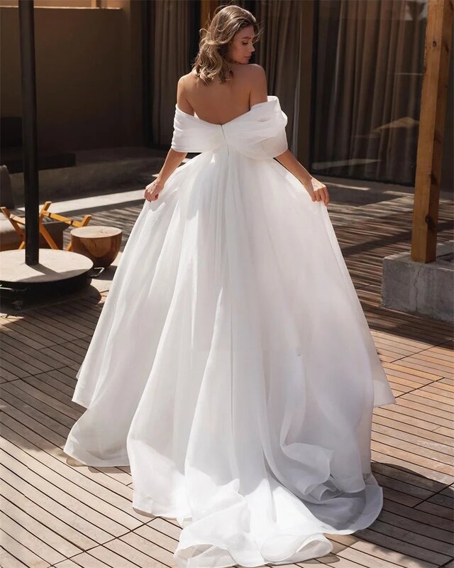 Strapless A-Line Wedding Dresses Off the Shoulder Side Split Bridal Gowns Vestidos De Novia Custom Made Robe De Elegant Robe De