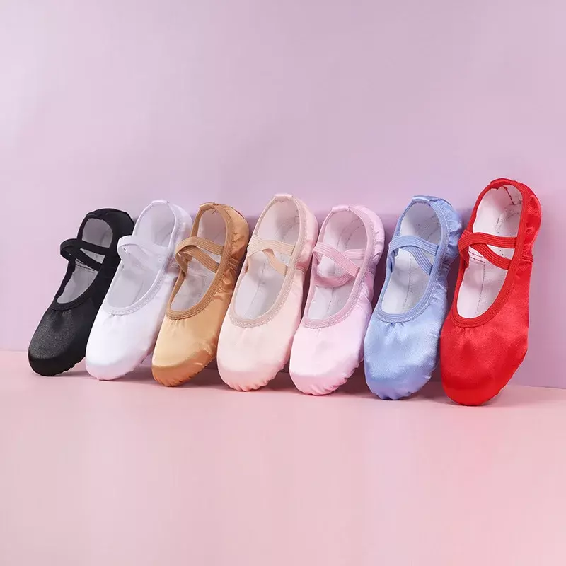 Zapatillas de Ballet para práctica de bailarina, zapatos de satén puro, Color rosa, carne y azul, de 23 a 43 niñas