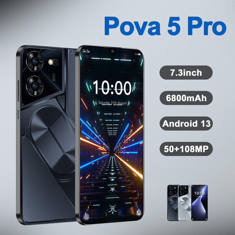 Оригинальный смартфон Pova 5 Pro, 9300 дюймов, 16 ГБ + 1 ТБ, 6800 мАч, 50 + 108 МП, 4G/смартфон, Android