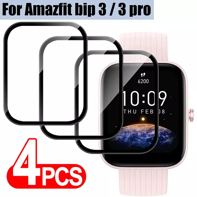 Para amazfit bip 3/3 pro 3d curvo protetor de tela hd transparente para amazfit bip 3 pro película protetora smartwatch acessórios