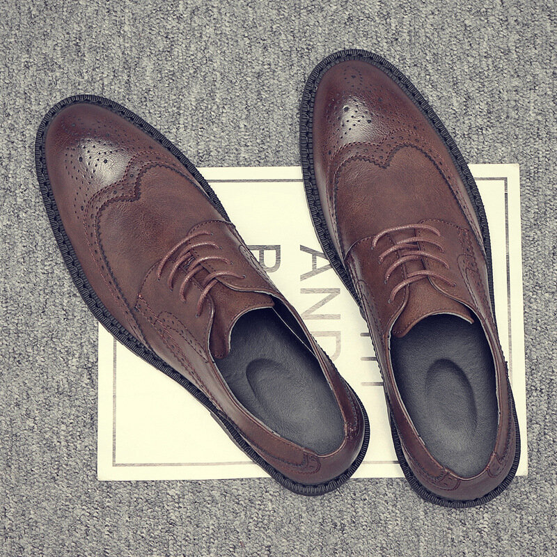 Zapatos Oxford hechos a mano para hombre, zapatos de vestir de cuero gris Brogue, zapatos formales de negocios clásicos para hombre 56