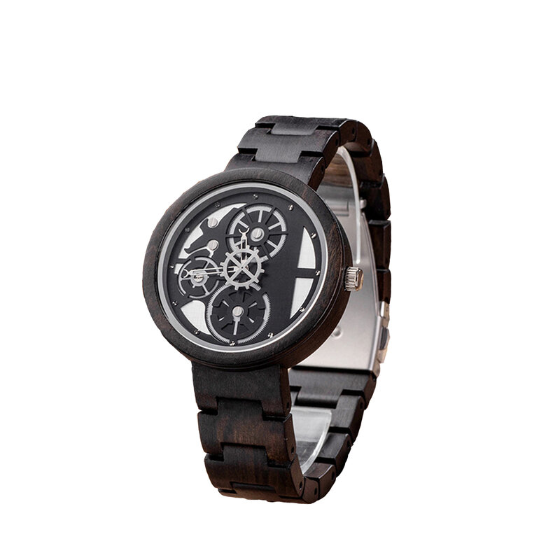 Kreative Holz Quarz Armbanduhren Herren solide Walnuss Armband einzigartige Ausrüstung Zifferblatt Militär Sport uhr, Armband