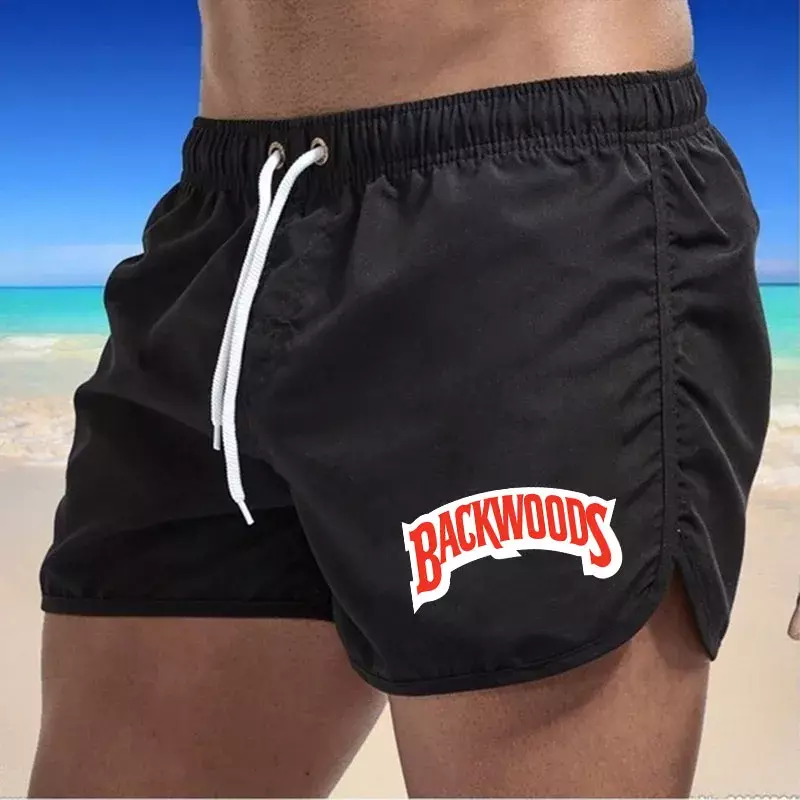 Pantalones cortos transpirables con cordón para hombre, ropa de playa, verano, natación, Fitness, secado rápido, surf, moda informal