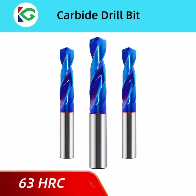 Brocas De Carboneto De Metal Duro, Broca De Torção De Aço De Tungstênio Para Metalurgia, Ferramenta De Perfuração De Torno CNC, Azul 63 HRC, 1-12mm
