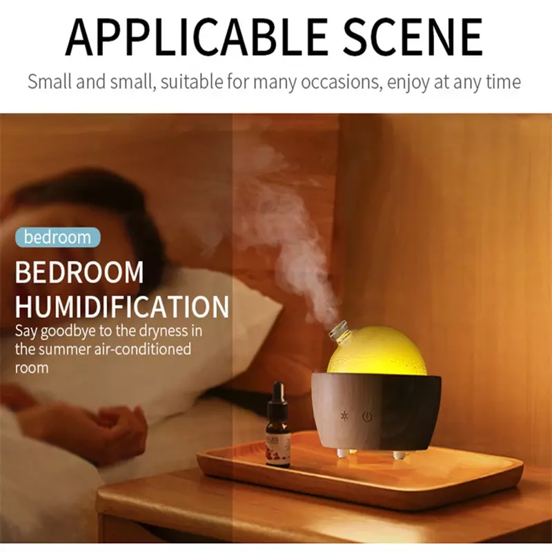 Penyebar Aroma kaca kayu padat minyak esensial ultrasonik pelembap udara penyebar Aroma penyemprot kabut untuk rumah Spa Room100ml