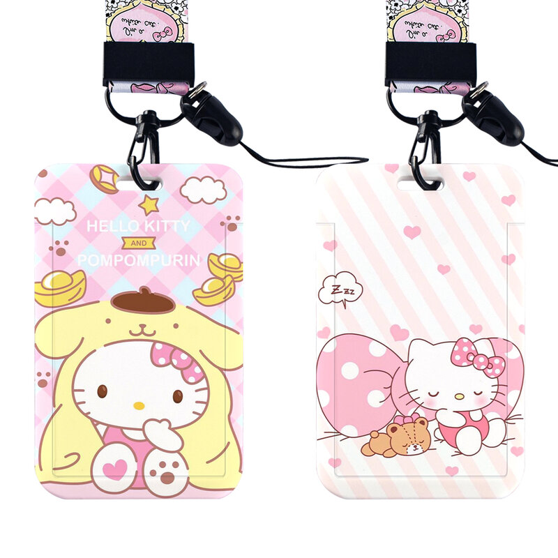 W Sanrio Hello Kitty custodia per carte Kawaii Figure Kuromi Melody Cosplay Badge ID porta carte di credito cinghie per il collo cordino