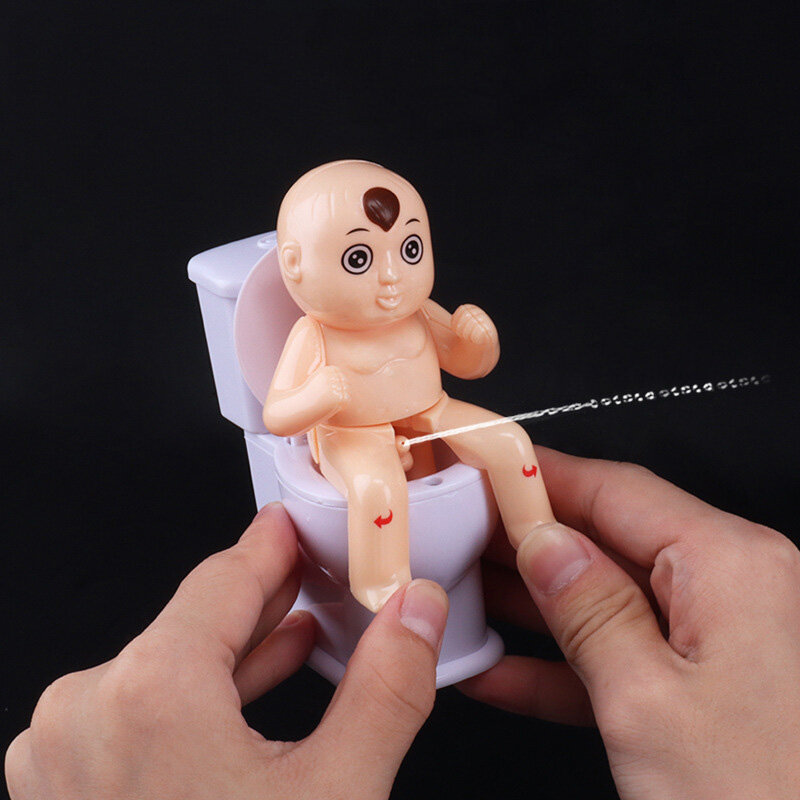 Novelty Joke Toy Doll Toilet Pee Boy Water Spray Trick Funny Children Tricky Shooting Water Sitting on The Toilet Toys gift