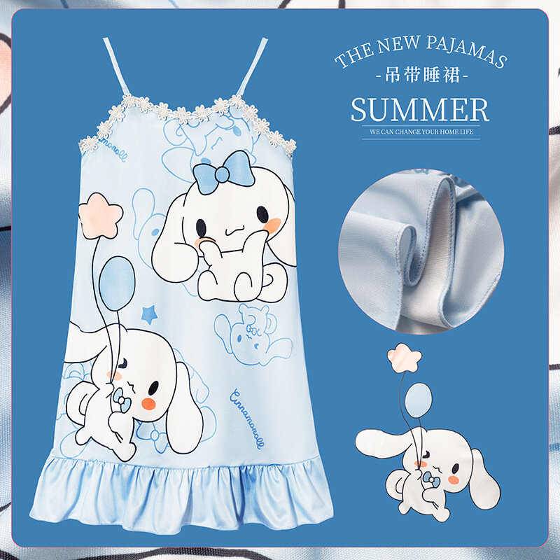 2024 Sanrio Pyjama Anime Kinderen Pyjama Jurk Meisjes Kawaii Kuromis My Melodys Nachthemd Schattige Pyjama Verjaardagscadeaus