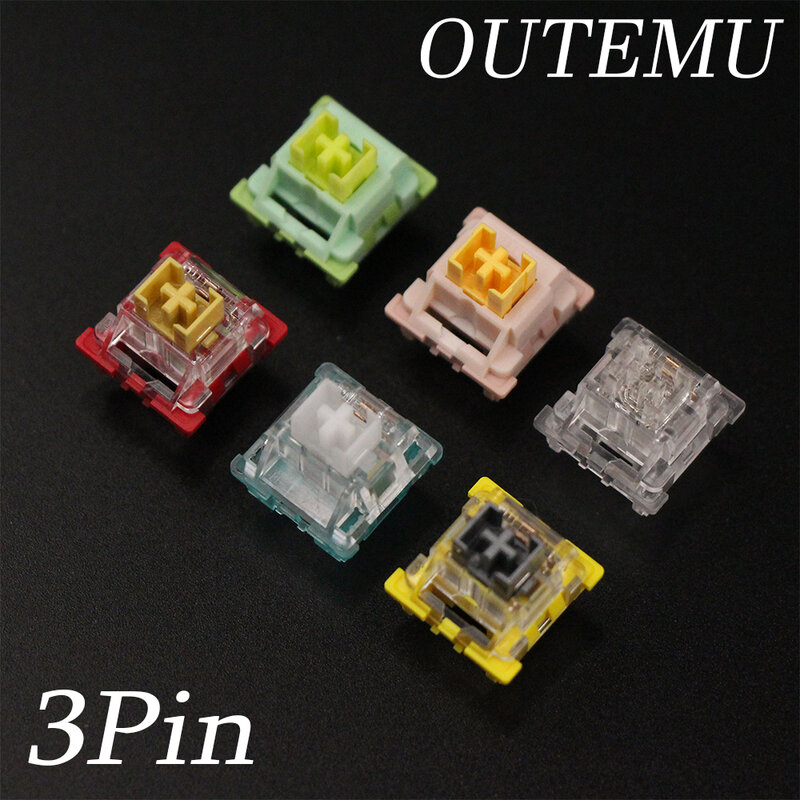 Outemu-interruptores de teclado mecánico, interruptor de 3 pines, silencioso, Clicky, lineal, táctil Similar al Santo Panda, Lube RGB, para juegos MX