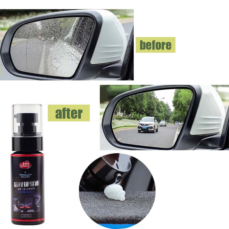 กระจกมองหลังรถยนต์60มล. ตัวทำน้ำท่วมกระจกบังลมหน้าหลังแว่นตาเคลือบสารกันฝน