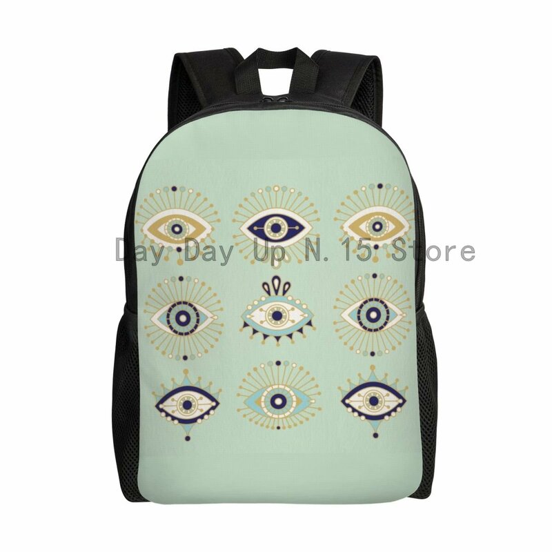 Evil Eye Collection Laptop Backpack Men Women Basic Bookbag for College School Student Mediterranean Hamsa Lucky Charm Bag