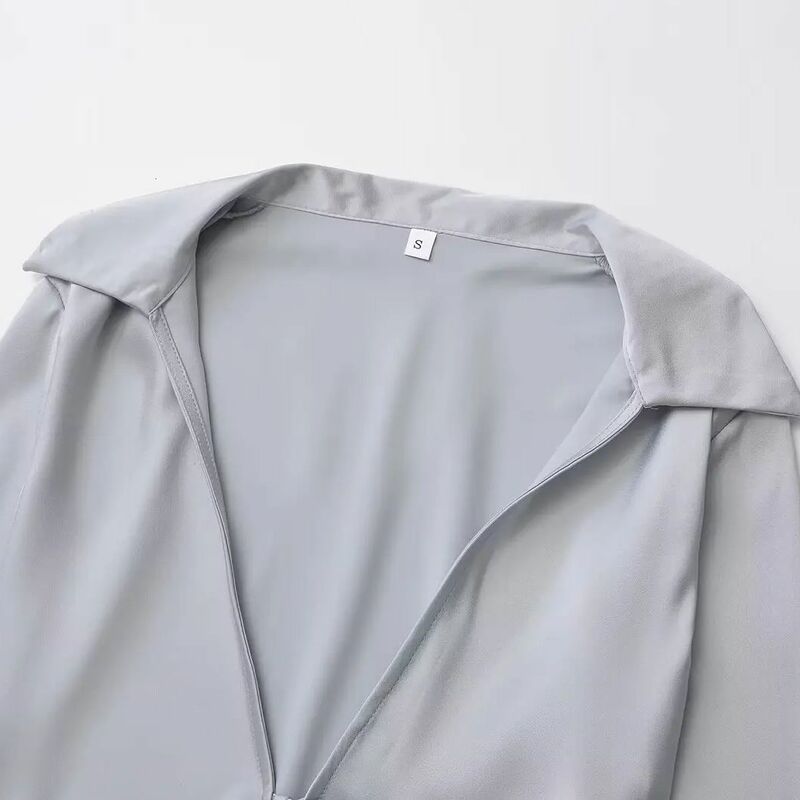 TRAF-قميص نسائي من نسيج الساتان الحريري ، ربطة عنق على شكل حرف V متعددة الاستخدامات ، زخرفة القوس ، أزياء غير رسمية ، الصيف