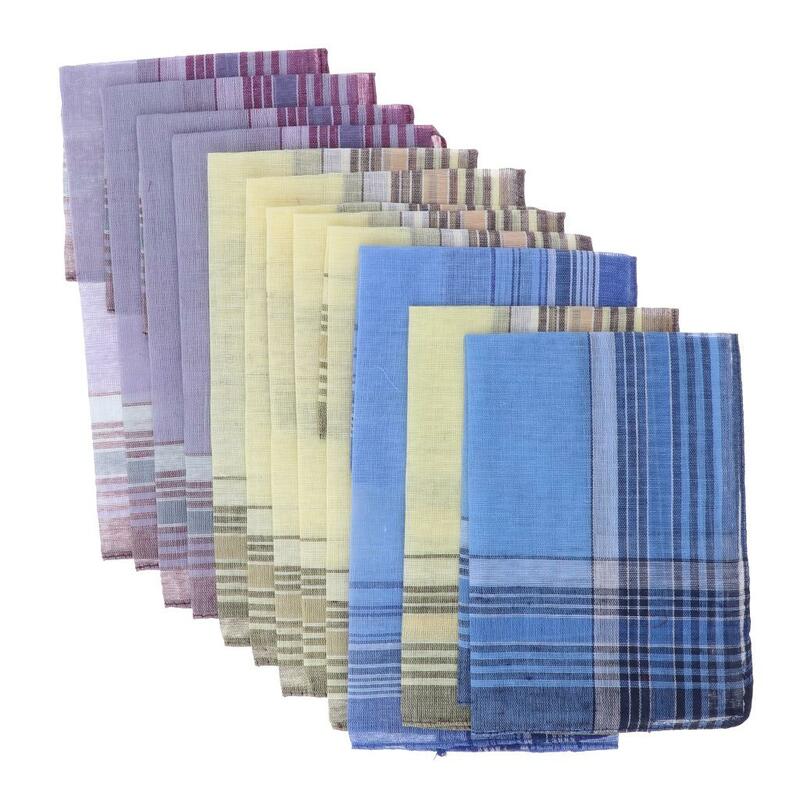 Conjunto de pañuelos de algodón con estampado a cuadros para hombre, pañuelo cuadrado de bolsillo clásico para caballero, 12/10 piezas