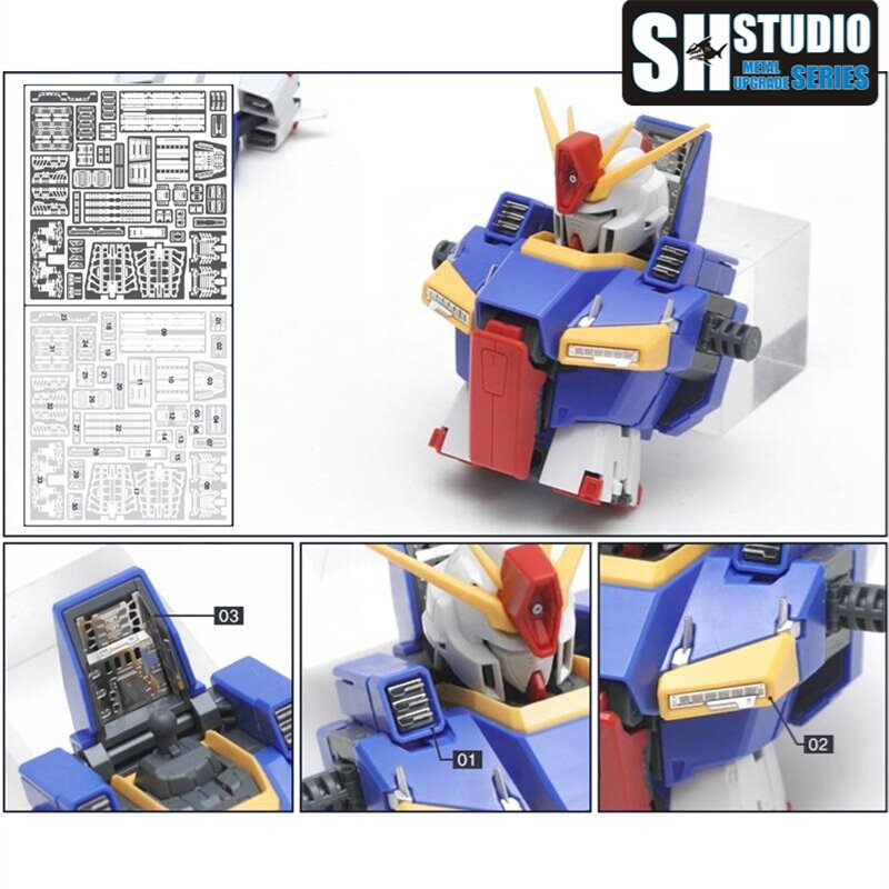 SH Estúdio Metal Gravura Detalhe-Up Peças, Modificação Brinquedos Modelo, 1/100 MG ZZ Ver Ka Mobile Suit, Metal Acessórios