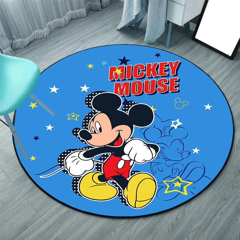 Alfombra de Disney de Mickey Mouse para niños, tapete redondo de 120cm para gatear, decoración de dormitorio, interior, bienvenida, suave