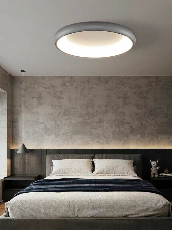 Lámpara de techo moderna y elegante, luz LED redonda con control remoto, atenuación de techo para dormitorio y habitación, luz tridimensional no deslumbrante