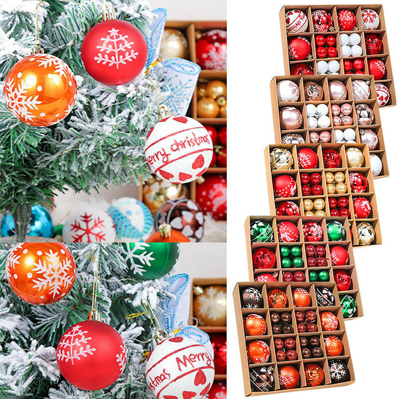 44pcs palle di natale ciondolo natalizio decorazioni per l'albero di natale palla multicolore ornamenti per feste a casa Set Navidad 2023 capodanno