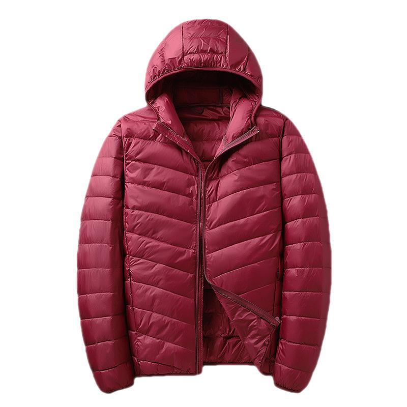 남성용 경량 후드 재킷, 얇은 다운 재킷, 트렌디 캐주얼, 긴팔, 풀 지퍼 다운, 2024 가을 및 겨울, 신상 패션
