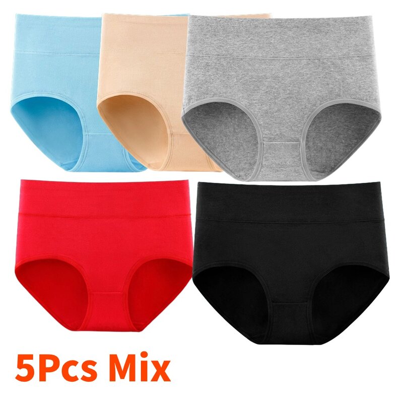 5Pcs Lots Sets Women's Panties XL XXL XXXL 4XL 5XL Brief Sexy Lingerie High Waist Cotton Plus Size Female Underwear Oversize