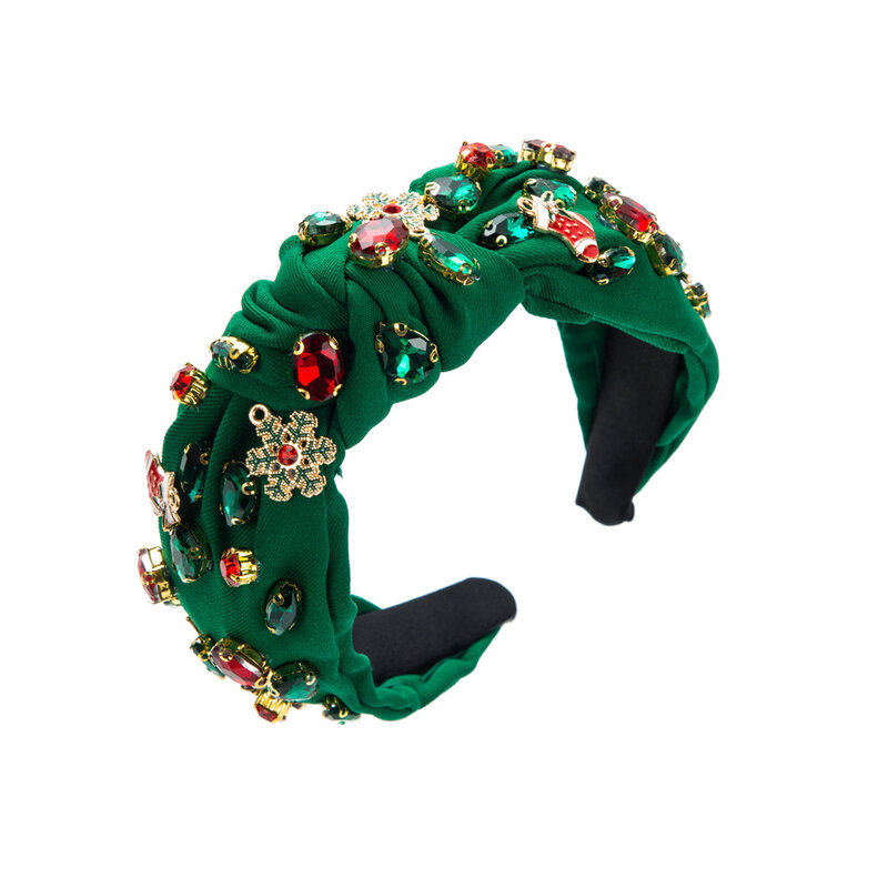 Christmas Tree Snowflake Knot Headband, Acessórios para cabelo férias, alta qualidade, Diamante-Incorporado, Europa e América